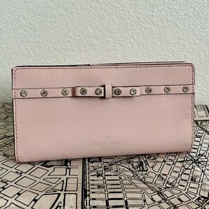 Kate Spade Stacy Warm Vellum Laurel Way Jeweled Leather Wallet - Pink Bifold